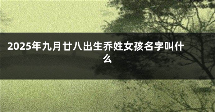 2025年九月廿八出生乔姓女孩名字叫什么