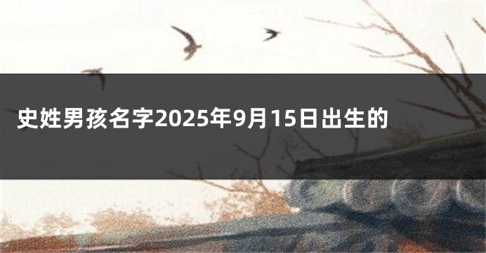 史姓男孩名字2025年9月15日出生的