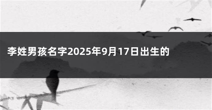 李姓男孩名字2025年9月17日出生的