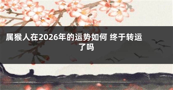 属猴人在2026年的运势如何 终于转运了吗