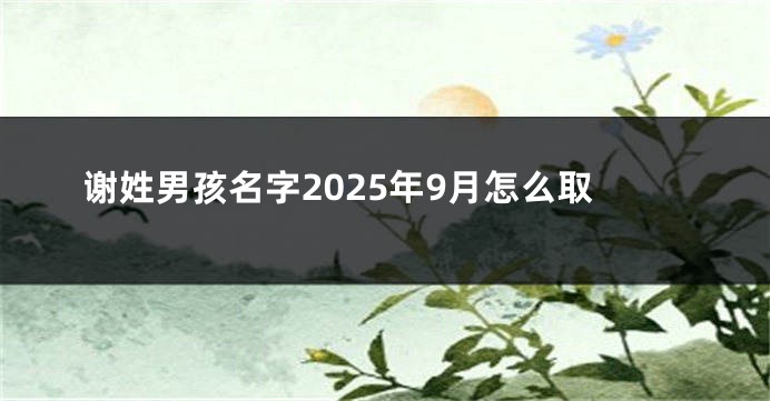 谢姓男孩名字2025年9月怎么取