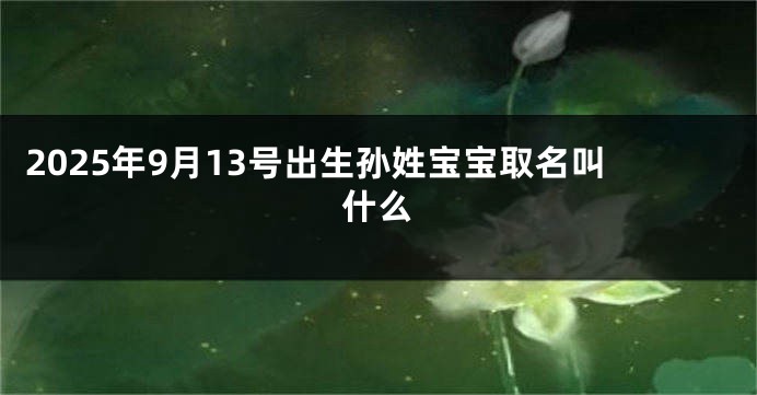 2025年9月13号出生孙姓宝宝取名叫什么