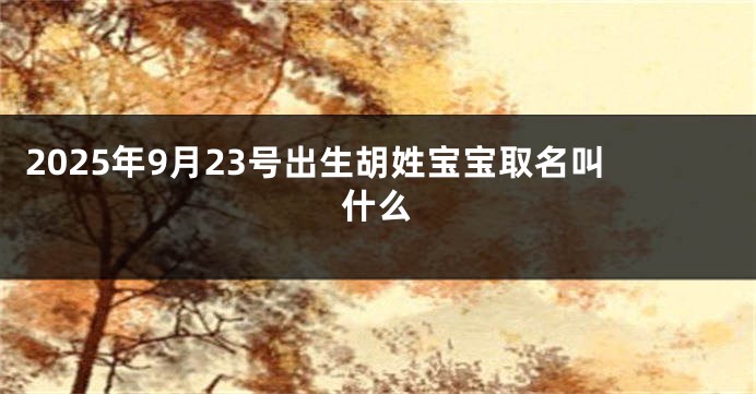 2025年9月23号出生胡姓宝宝取名叫什么