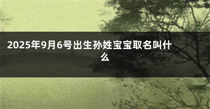 2025年9月6号出生孙姓宝宝取名叫什么