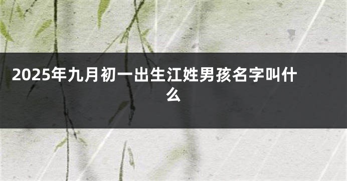 2025年九月初一出生江姓男孩名字叫什么