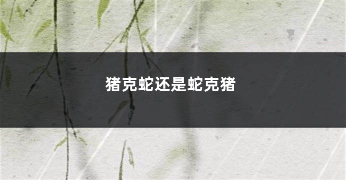 猪克蛇还是蛇克猪