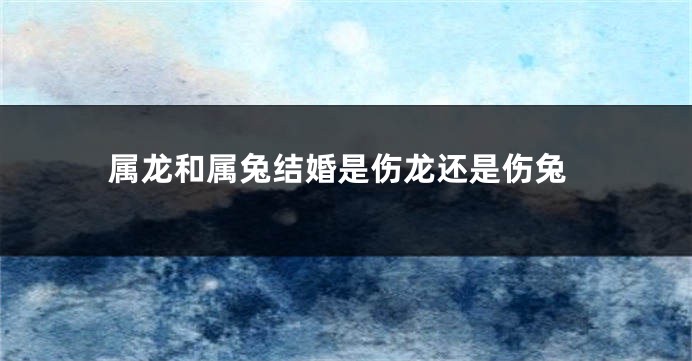 属龙和属兔结婚是伤龙还是伤兔