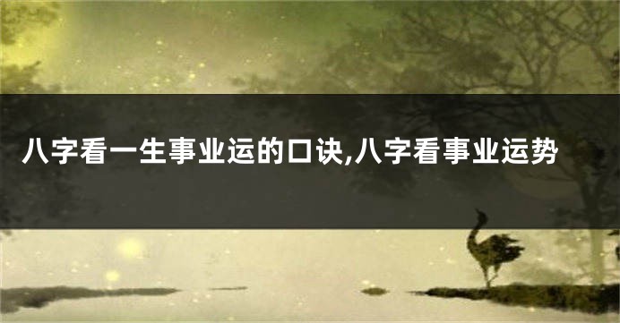 八字看一生事业运的口诀,八字看事业运势