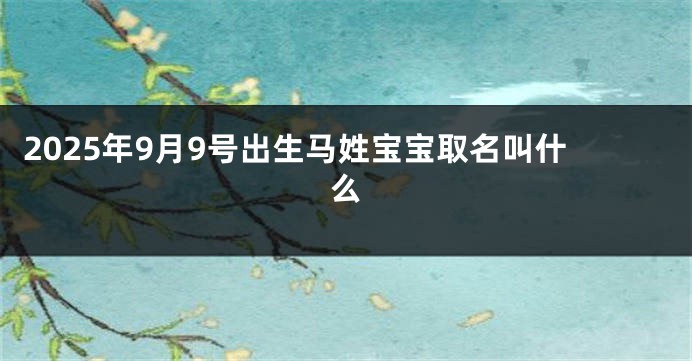 2025年9月9号出生马姓宝宝取名叫什么