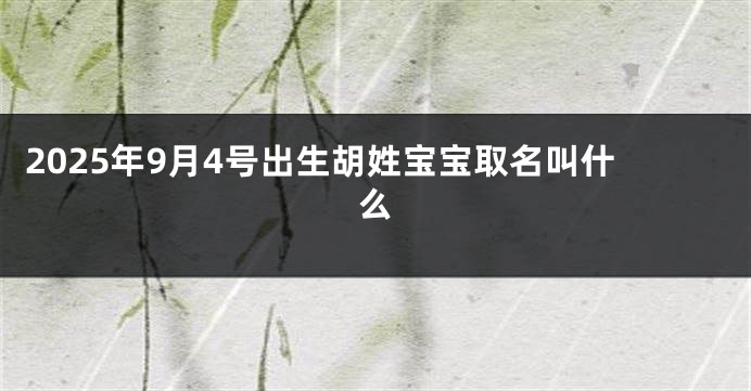2025年9月4号出生胡姓宝宝取名叫什么
