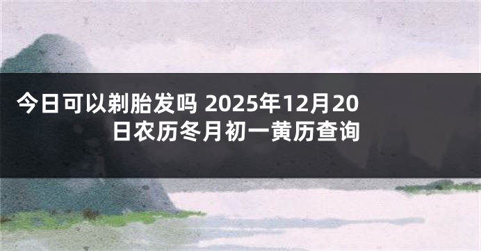 今日可以剃胎发吗 2025年12月20日农历冬月初一黄历查询
