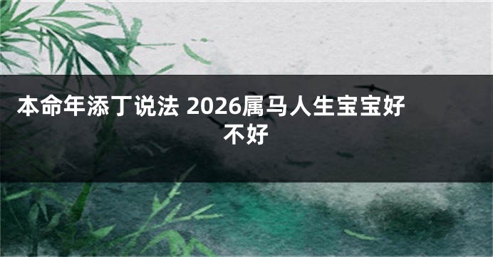 本命年添丁说法 2026属马人生宝宝好不好