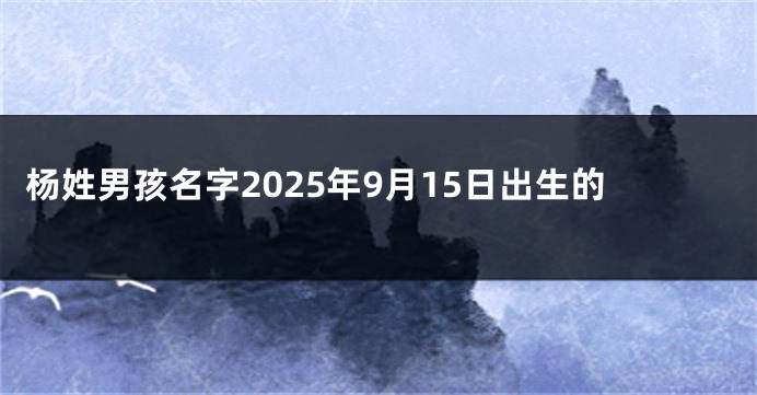 杨姓男孩名字2025年9月15日出生的