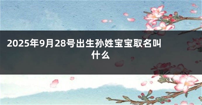 2025年9月28号出生孙姓宝宝取名叫什么