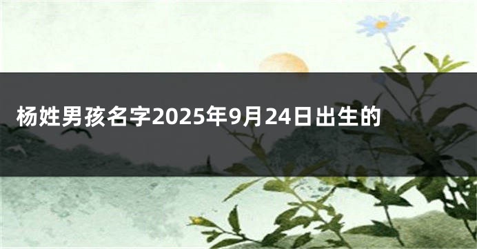 杨姓男孩名字2025年9月24日出生的
