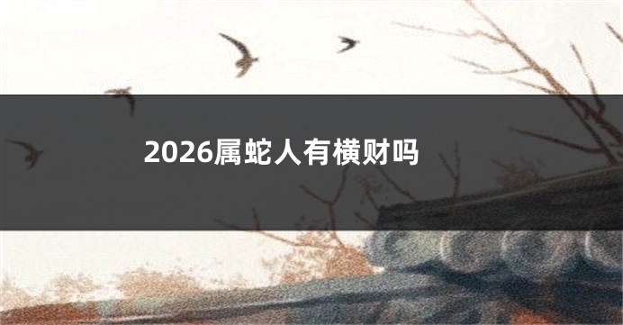 2026属蛇人有横财吗