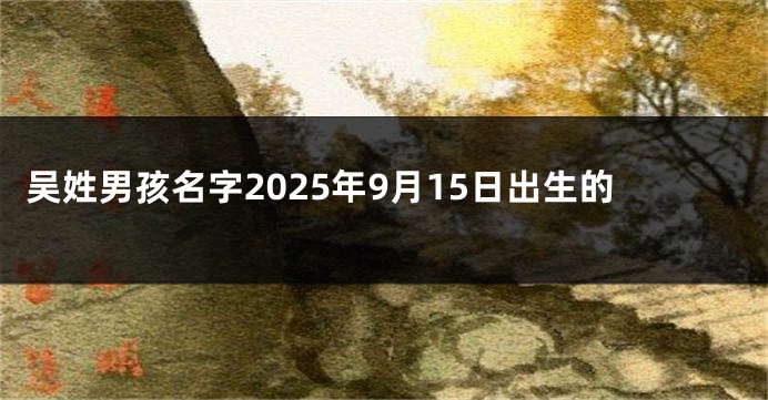 吴姓男孩名字2025年9月15日出生的