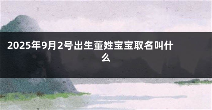 2025年9月2号出生董姓宝宝取名叫什么