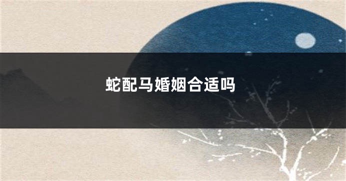 蛇配马婚姻合适吗
