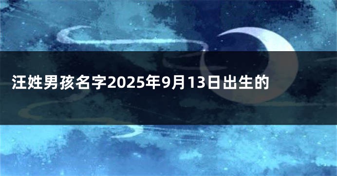 汪姓男孩名字2025年9月13日出生的
