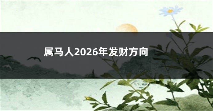 属马人2026年发财方向