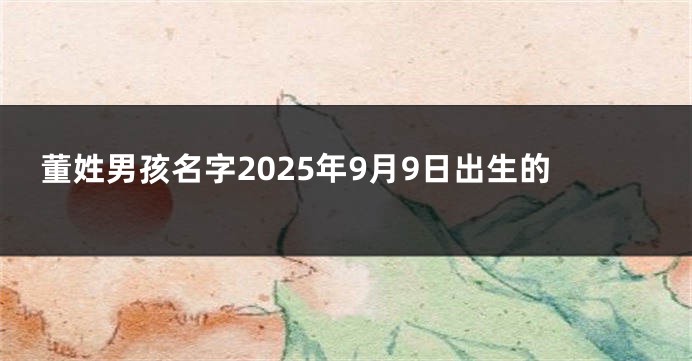 董姓男孩名字2025年9月9日出生的