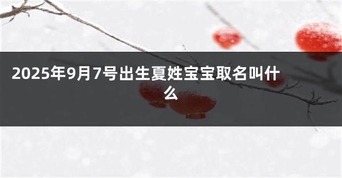 2025年9月7号出生夏姓宝宝取名叫什么