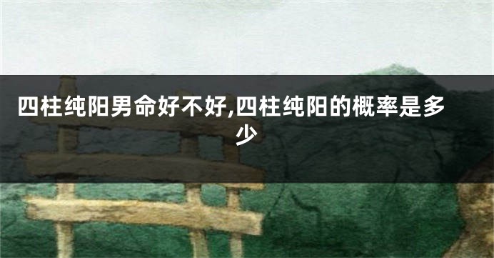 四柱纯阳男命好不好,四柱纯阳的概率是多少