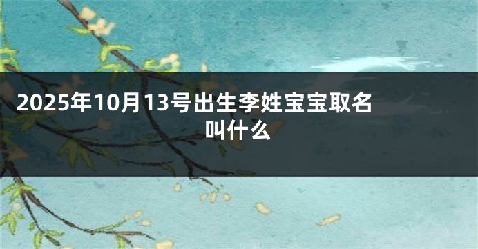 2025年10月13号出生李姓宝宝取名叫什么