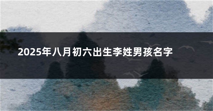 2025年八月初六出生李姓男孩名字