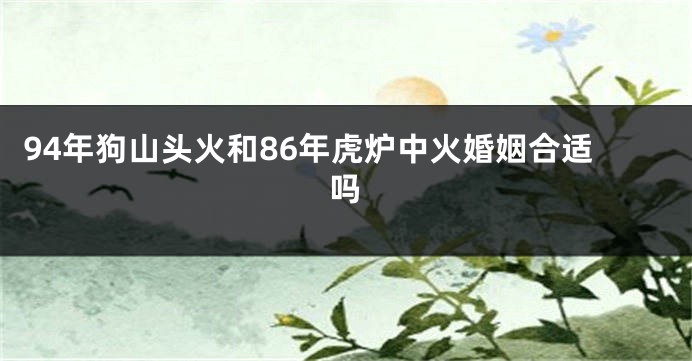 94年狗山头火和86年虎炉中火婚姻合适吗