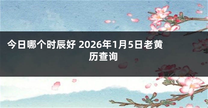 今日哪个时辰好 2026年1月5日老黄历查询