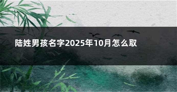 陆姓男孩名字2025年10月怎么取