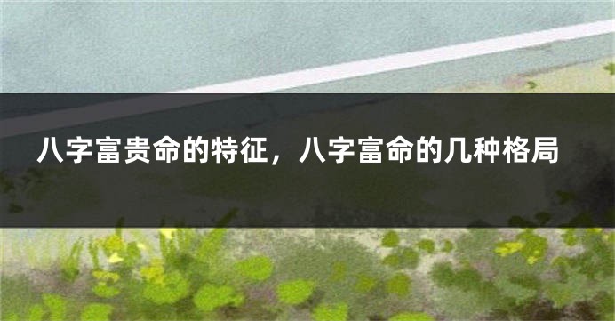 八字富贵命的特征，八字富命的几种格局
