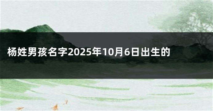 杨姓男孩名字2025年10月6日出生的