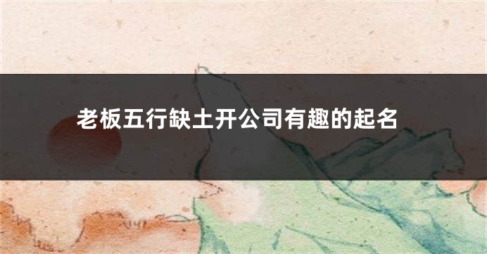 老板五行缺土开公司有趣的起名