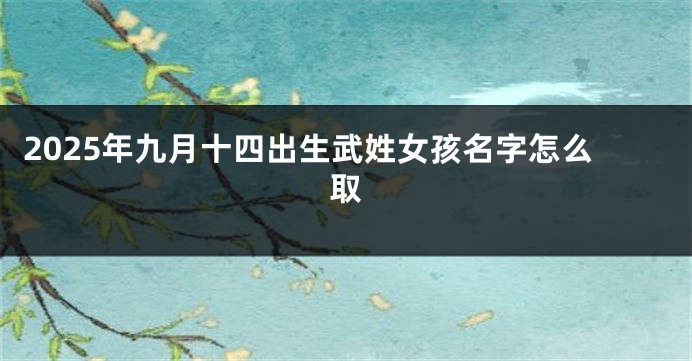 2025年九月十四出生武姓女孩名字怎么取