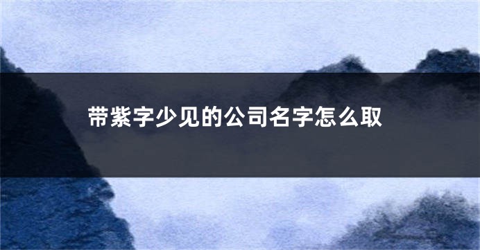 带紫字少见的公司名字怎么取