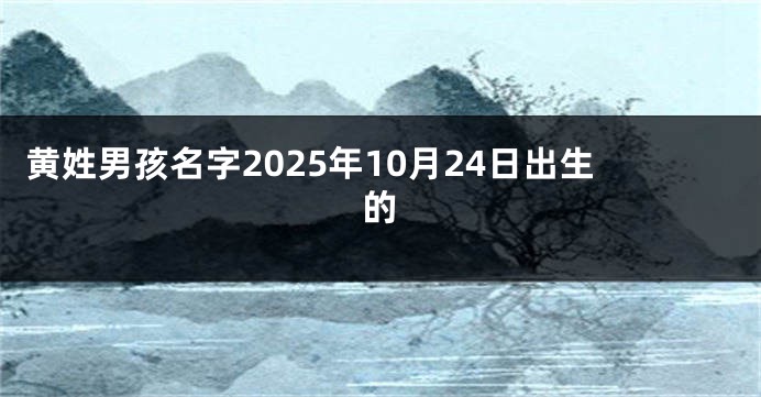 黄姓男孩名字2025年10月24日出生的