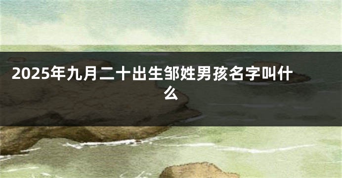 2025年九月二十出生邹姓男孩名字叫什么