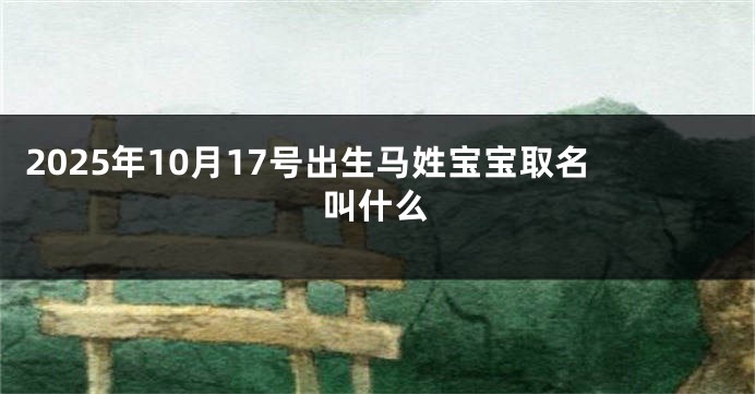2025年10月17号出生马姓宝宝取名叫什么