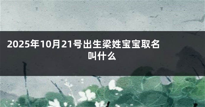 2025年10月21号出生梁姓宝宝取名叫什么