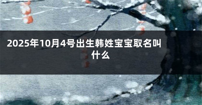 2025年10月4号出生韩姓宝宝取名叫什么