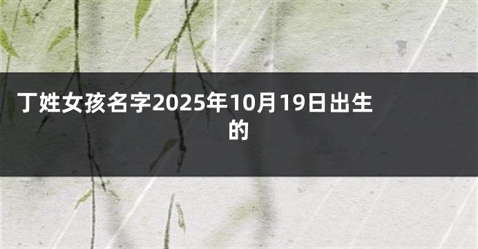 丁姓女孩名字2025年10月19日出生的