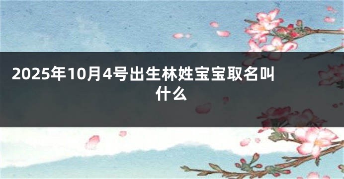 2025年10月4号出生林姓宝宝取名叫什么