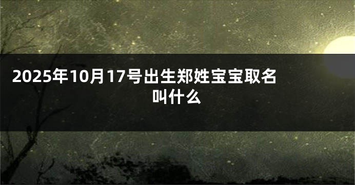 2025年10月17号出生郑姓宝宝取名叫什么