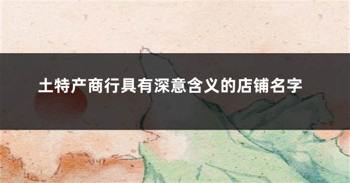 土特产商行具有深意含义的店铺名字