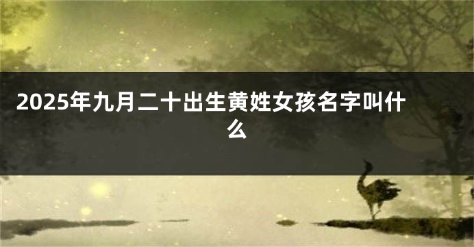 2025年九月二十出生黄姓女孩名字叫什么