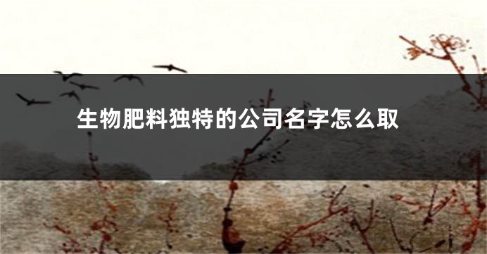 生物肥料独特的公司名字怎么取