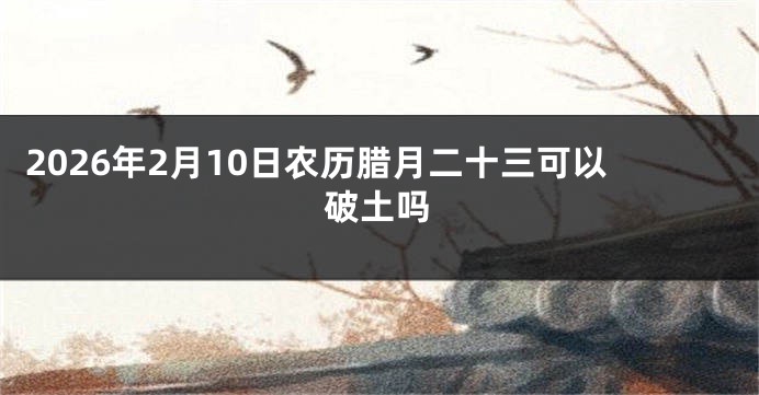 2026年2月10日农历腊月二十三可以破土吗